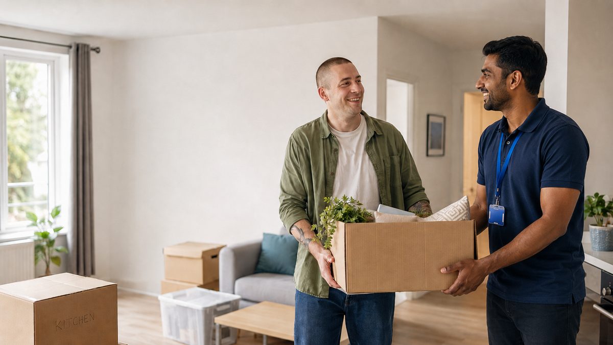 Support worker helping a resident move into their new home